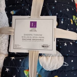 lush sherpa kids room comforter blanket throw space planet theme
